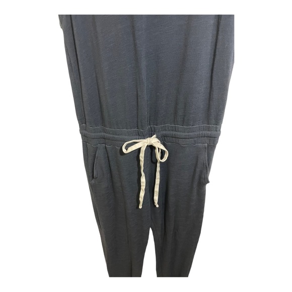 Monrow short sleeve drawstring waist jogger cuff jumpsuit dark grey size medium - Picture 10 of 11